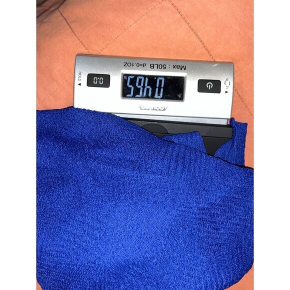 Eileen Fisher Adriatic Blue Rayon Nylon Crinkle Diamond Tunic Sweater Women's L - Picture 11 of 11